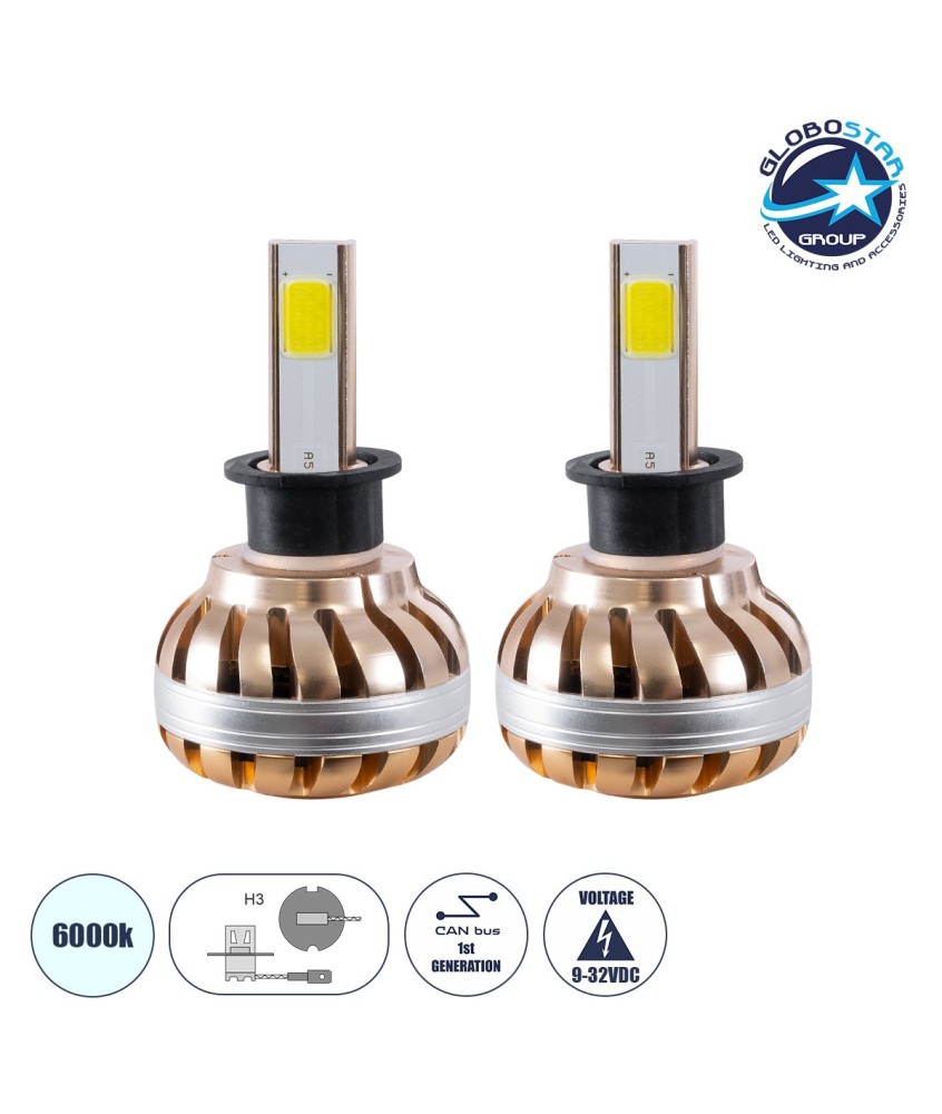 GloboStar® 99701 LED HID KIT H3 45 Watt COB LED 3600 Lumen 9-32 Volt DC 6000k